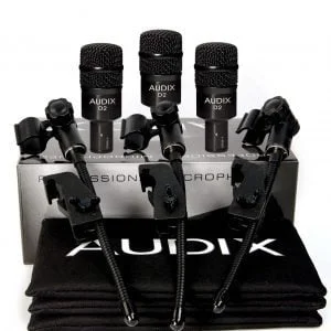 AUDIX MICROFONOS DE BATERIA D2 TRES UNIDADES CON SOPORTES