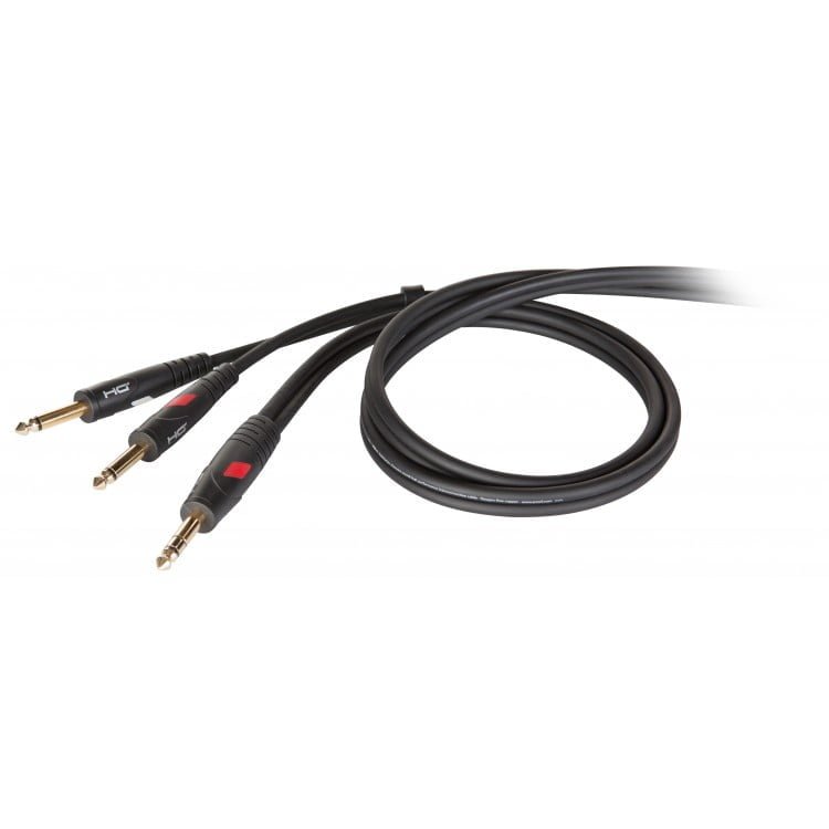Proel DHG520LU3 Cavo INSERT Professionale 3mt: Jack 3,5mm Stereo A 2 RCA, Connettori Die Hard Gold!
