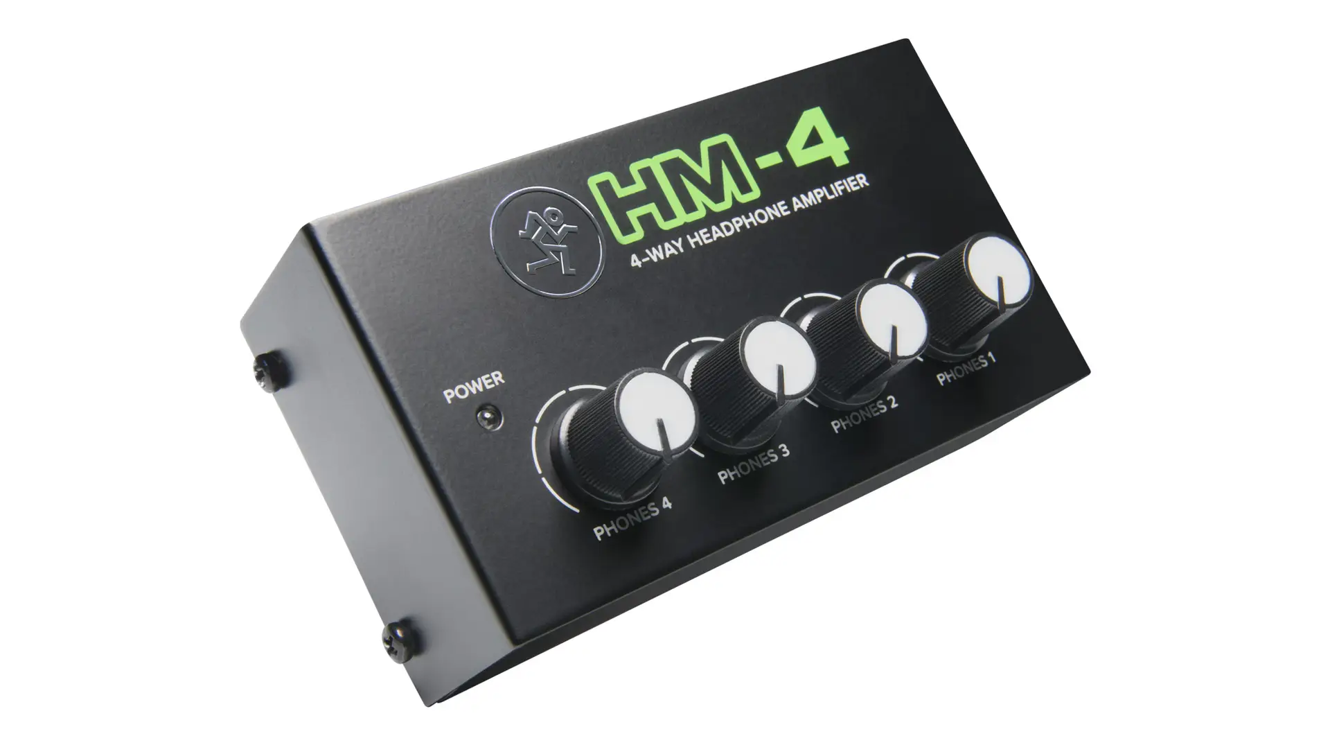 Amplificador Mackie HM-4 de 4 canales en perspectiva