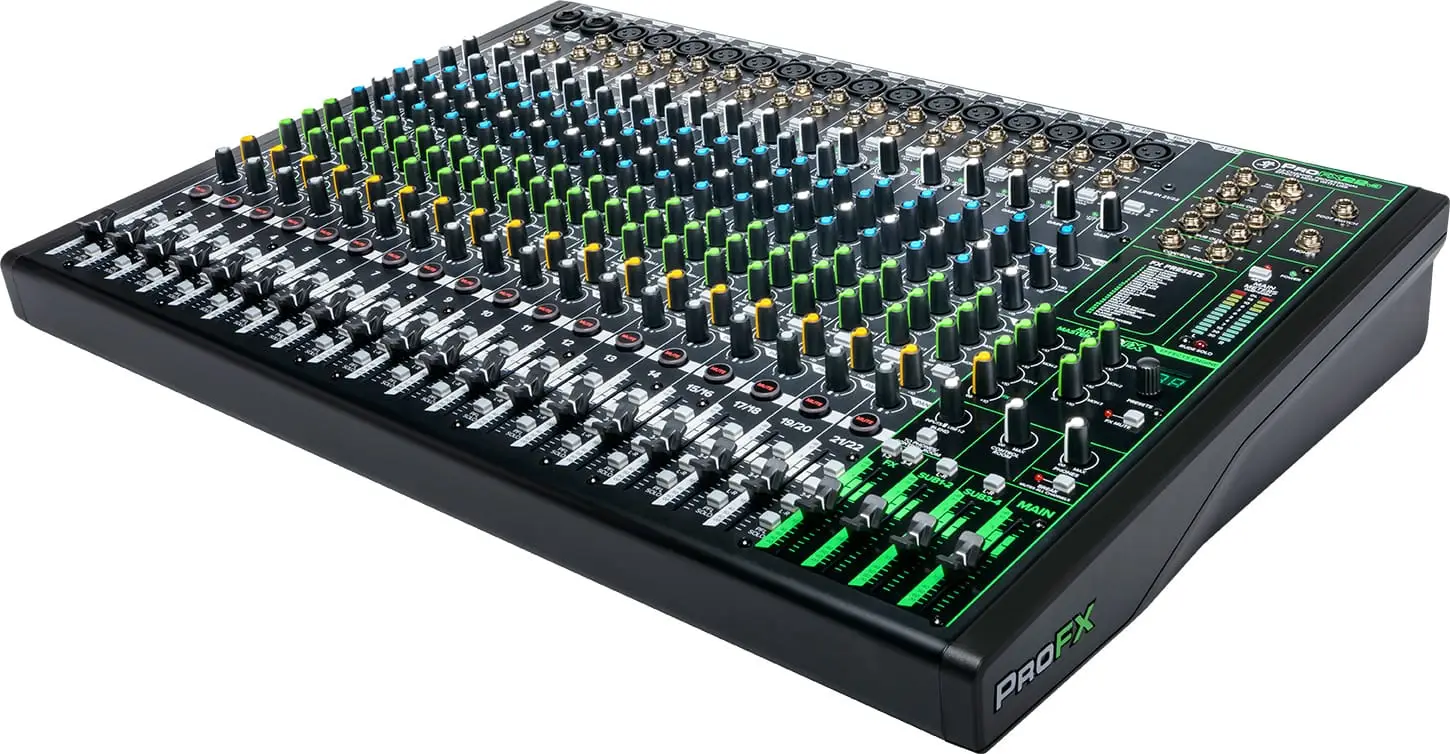 Mixer Mackie ProFX22v3 de 22 canales. Mixer USB Mackie ProFX22v3 profesional para estudio y sonido en vivo