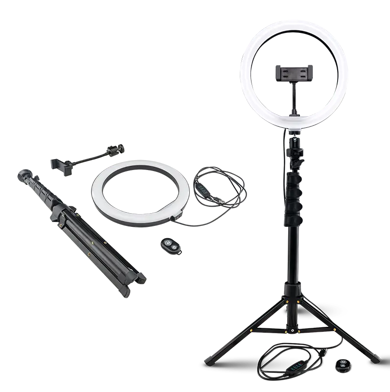 Aro de luz Mackie mRING-10 con trípode convertible, soporte para teléfono y control Bluetooth. Aro de luz Mackie mRING-10 de 10 pulgadas con trípode y soporte para smartphone