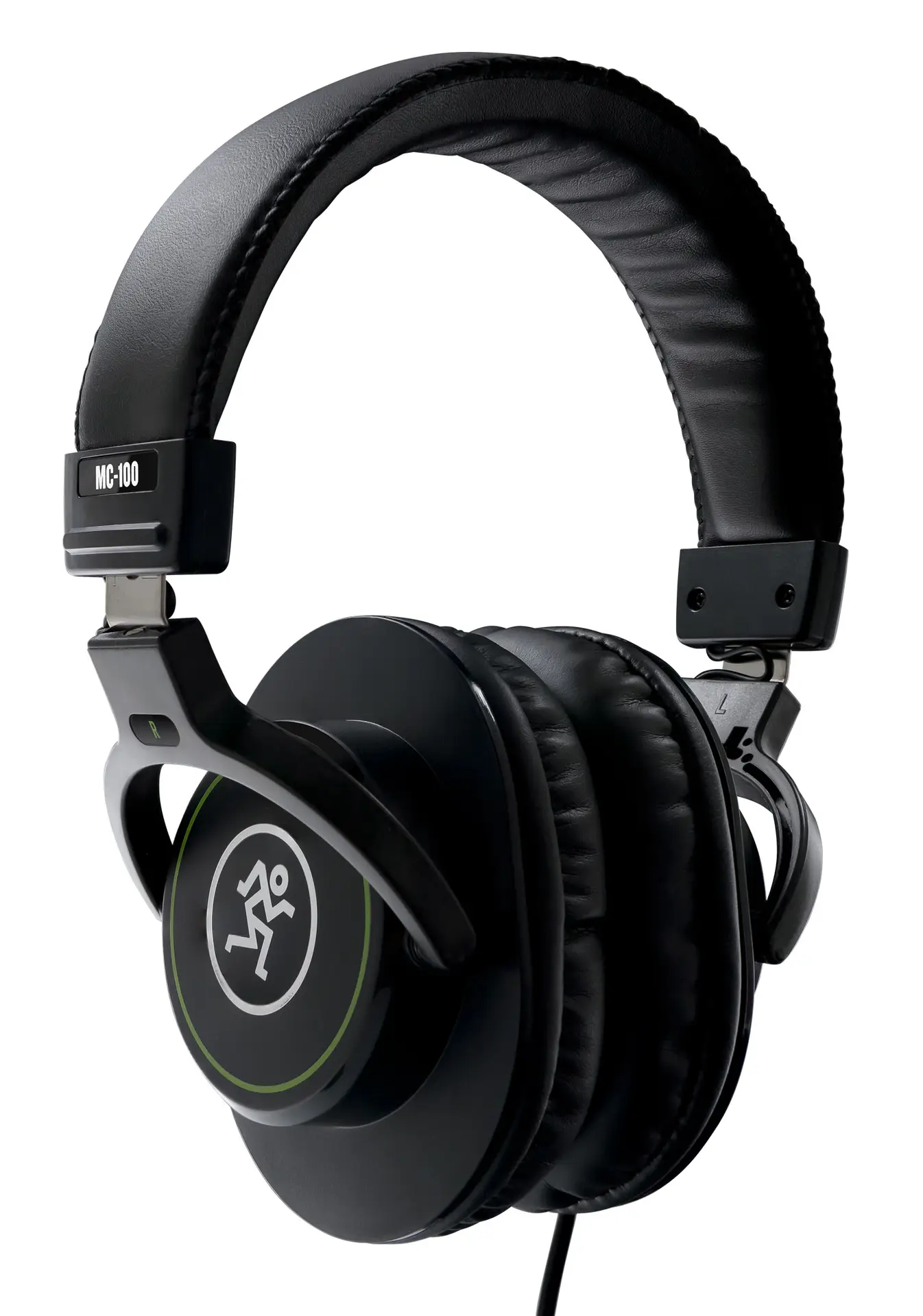 Diseño ergonómico de los audífonos Mackie MC-100. Audífonos de estudio Mackie MC-100 vista lateral