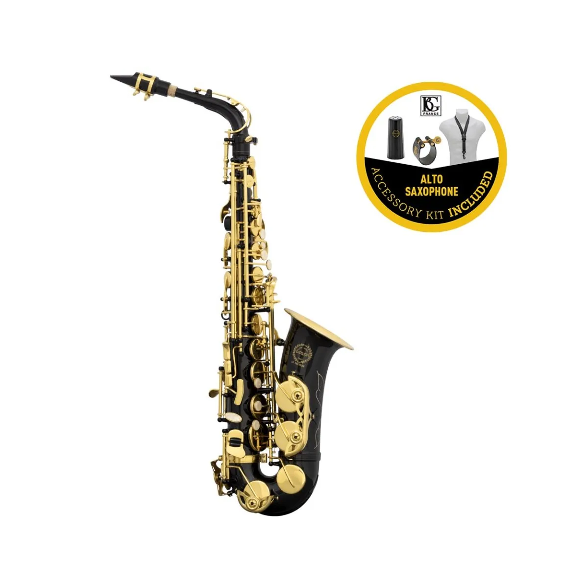 SAXOFÓN ALTO EN MI BEMOL NEGRO, IDA MARIA GRASSI + KIT DE ACCESORIOS BG GR SAL700B