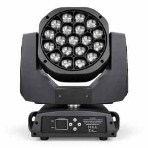 AURA LIGHTING B-EYE 19 LED cabeza móvil vista frontal con matriz de 19 lentes